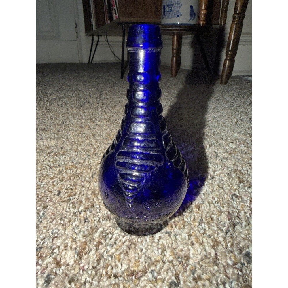 Wheaton NJ Cobalt Blue Ball & Claw Bitters Glass Bottle Vintage Figural